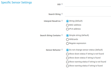 Specific Sensor Settings Specific Sensor Settings
