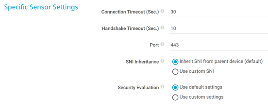 Specific Sensor Settings